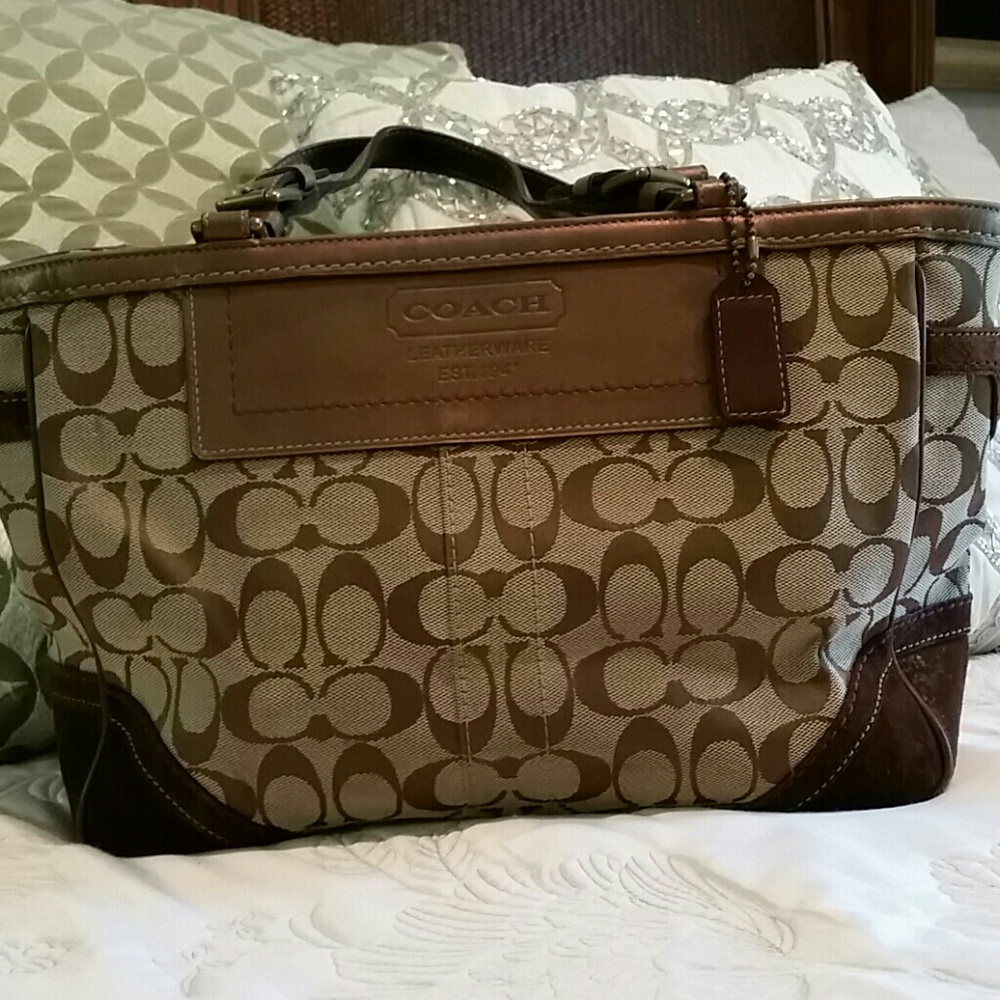 Coach bag brown, bronze and purple
